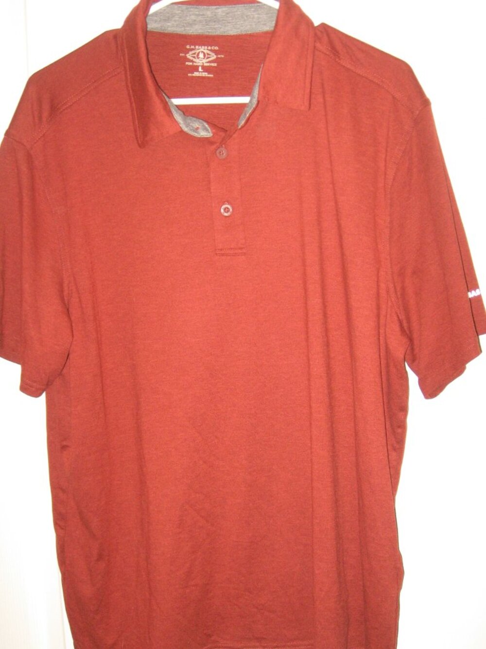 G.H. Bass Burnt Orange Color Polo Shirt Men's Size Large